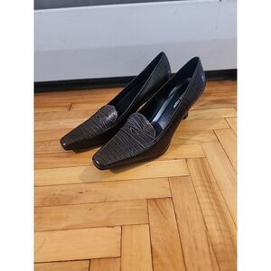 ETIENNE Aigner Labelle Ladies Size 9.5 Womens Heels Croc Penny Loafer Square Toe